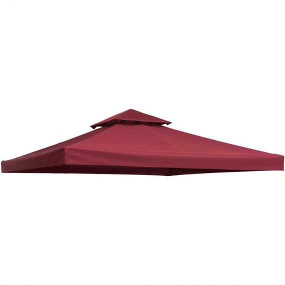 Outsunny Toile de toit de rechange pour pavillon tonnelle tente protection contre le soleil double toit 300 x 300 cm rouge niveux-AOSOM.fr 84C-059 3662970086735